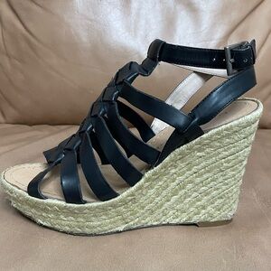 Marc Fisher Espadrille Platform Wedge Sandal - Size 7 -Black